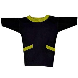 COPY - True Vintage 60s 70s Long Sleeve Black & Green Midi Go-Go Dress Size M